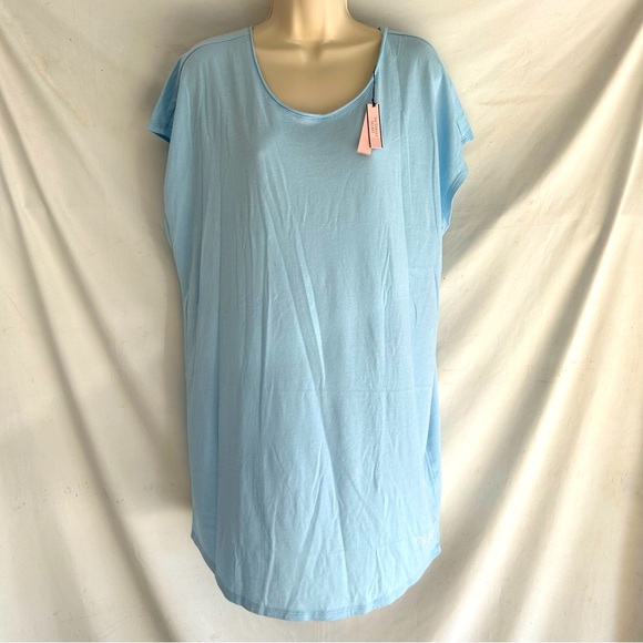 Victoria’s Secret Light Blue Crisscross Back Short Sleeve Sleep Shirt | NWT | L - Picture 1 of 9